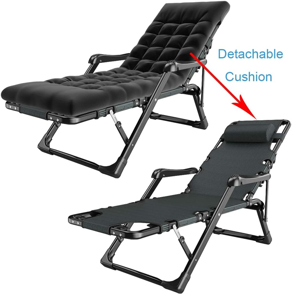 Leisure Chair for Patio Beach Pool Folding Reclining Sun Lounger Camping Chair Outdoor Reclining Chairs Zero Gravity Patio Garden Chair Max.250kg