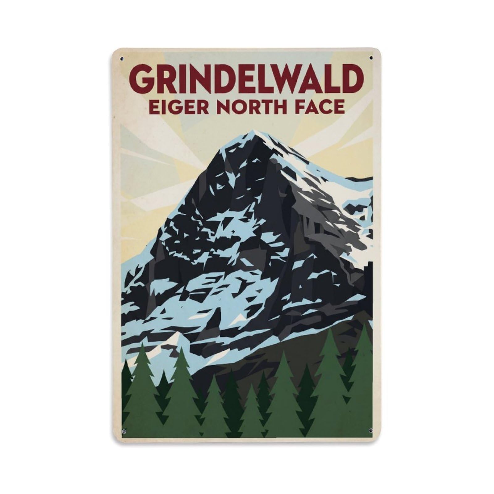 Gead 8X12inch Style Vintage Travel Switzerland Mountain Peak Metal Tin Sign