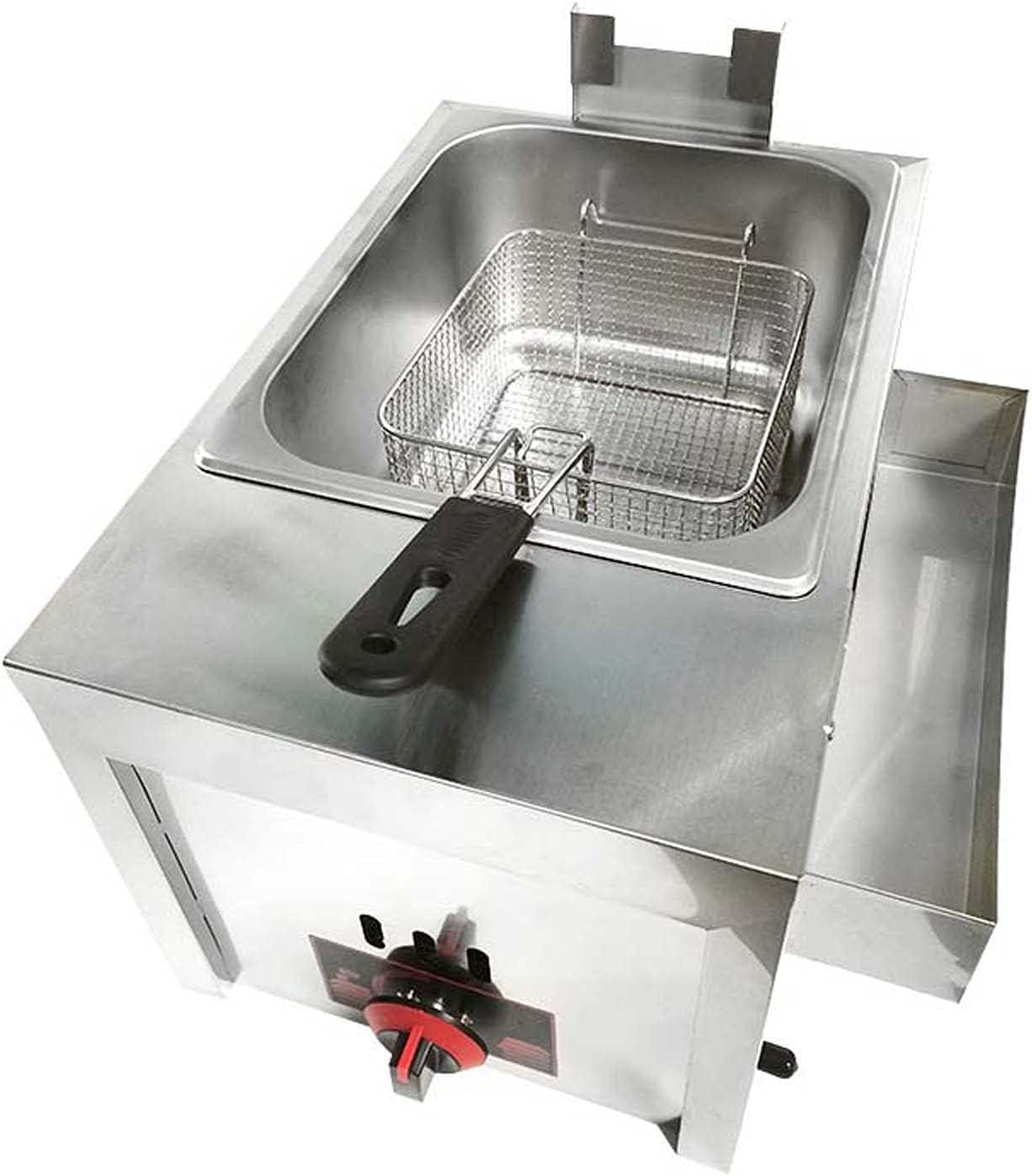 業務用フライアー ガスフライヤーディープフライヤーマシン、6Lステンレススチール