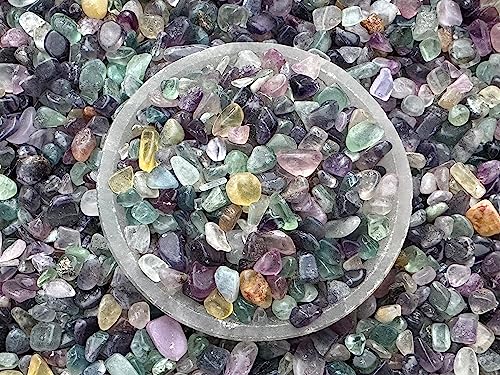 Image of GAF TREASURES 2 oz Lot Natural Semi Tumbled Rainbow Fluorite Gemstone Chips, Crushed Mini Crystals, Undrilled