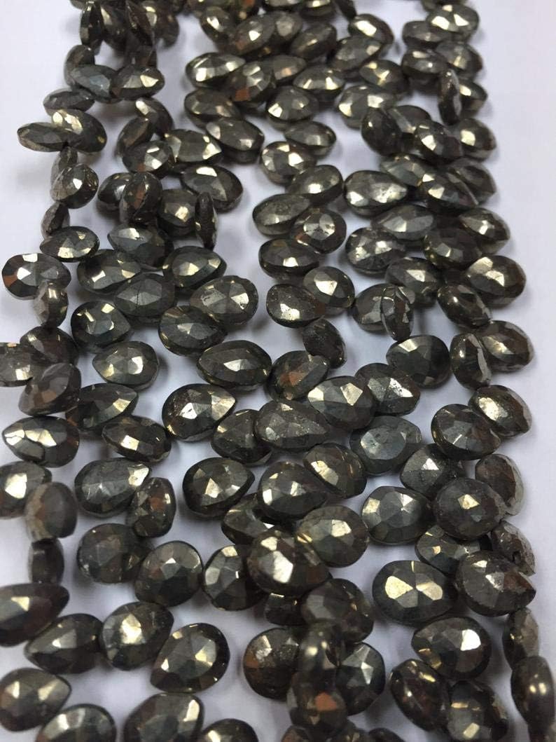 Pyrite Faceted Pear Briolettes, Natural Pyrite Beads