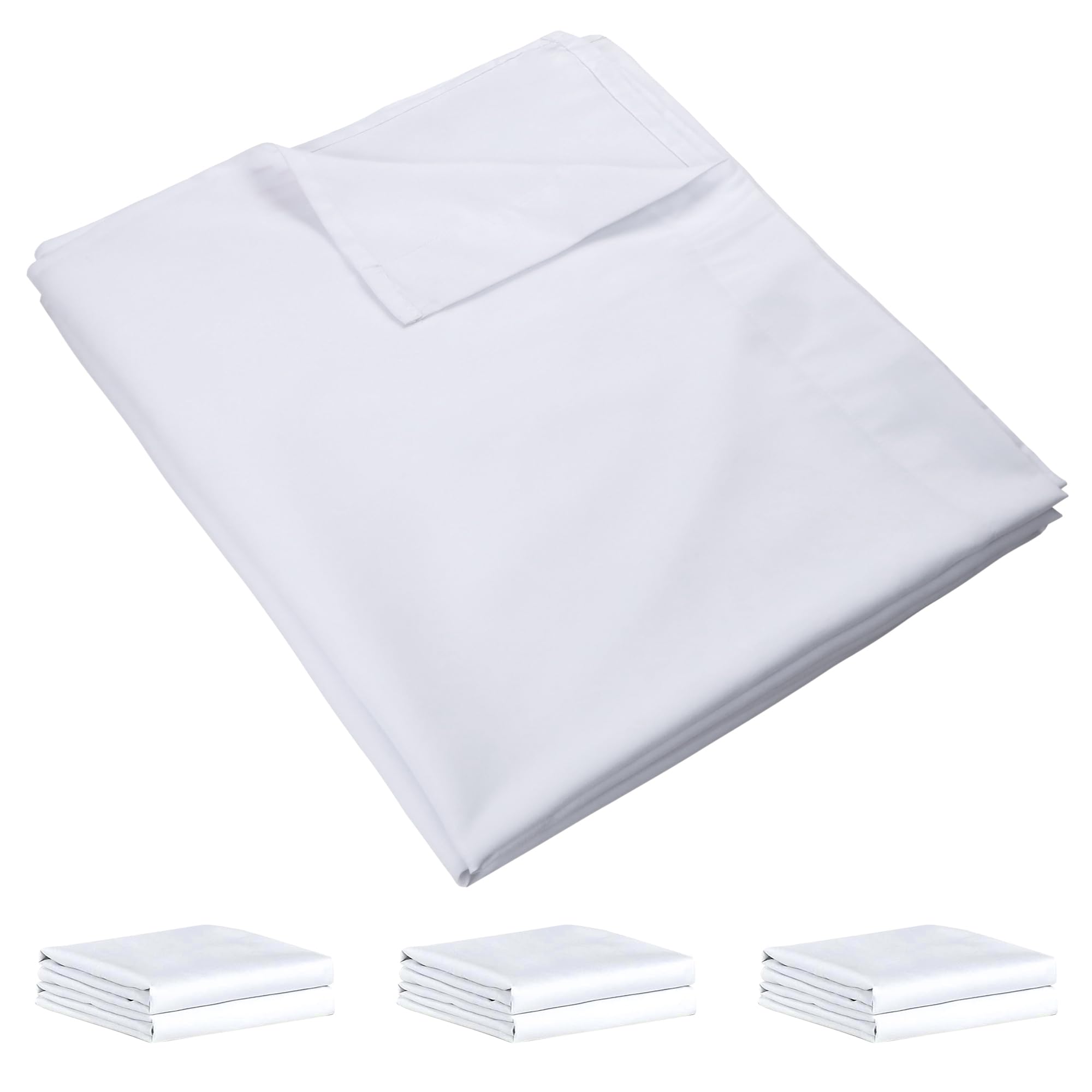 Flat Sheets Only - 6 Pack Soft Microfiber Sheets, Bedding Essentials with Color-Coded Label for Hosts of Hotel, Motel, Rental Properties or Airbnb (White, Full 81"x96")