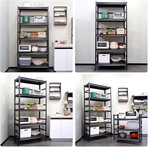 Miniatura 5 de HomJoones Estantería de almacenamiento ajustable de 5 estantes, estante de alambre organizador de acero para cocina de carga de 1750 libras, garaje,