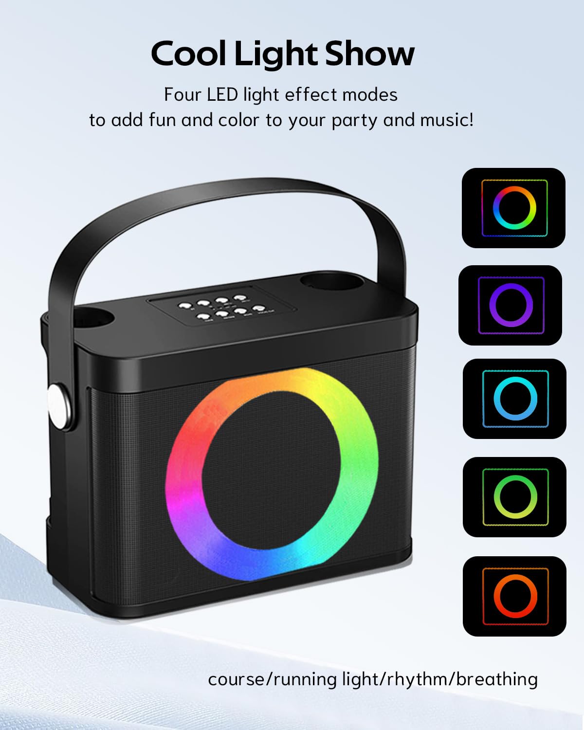 Karaoke 2 microfonos inalambricos,Altavoz Bluetooth Karaoke portátil con luz RGB, Sistema de Karaoke Profesional para Fiesta en casa, Sistema de megafonía para Adultos, Caja de Fiesta