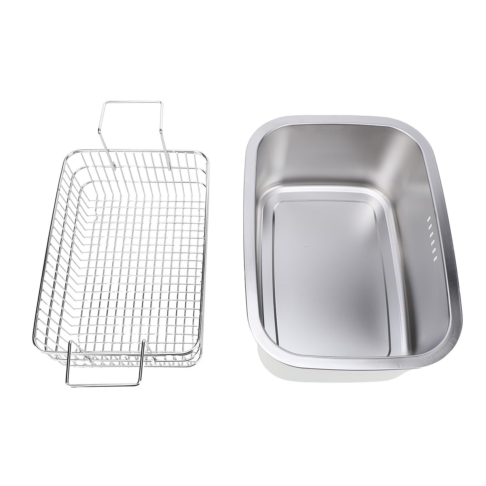 Yosoo Health Gear Spülschüssel aus Edelstahl 304, 7,5 L Spülbecken mit Abflusskorb, Spülbecken, Zum Gemüsewaschen in der Küche, Camping