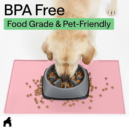 Miniatura 88 de GORILLA GRIP - Tapete de silicona 100% impermeable con bordes elevados sin BPA para mascotas, tapetes para alimentos de perros y gatos que contienen