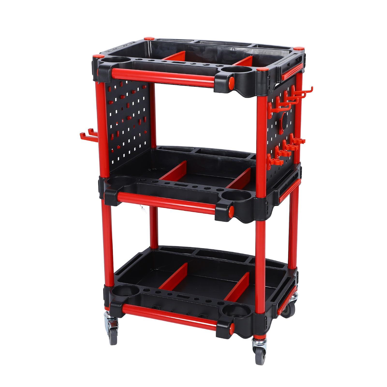 Utilidad Auto Detalle Herramienta Cart Organizer, 3 capas multifunción de plástico lavado de coches carrito detalle con ganchos, clips de rodillos, cierres de , para detallistas garaje, taller
