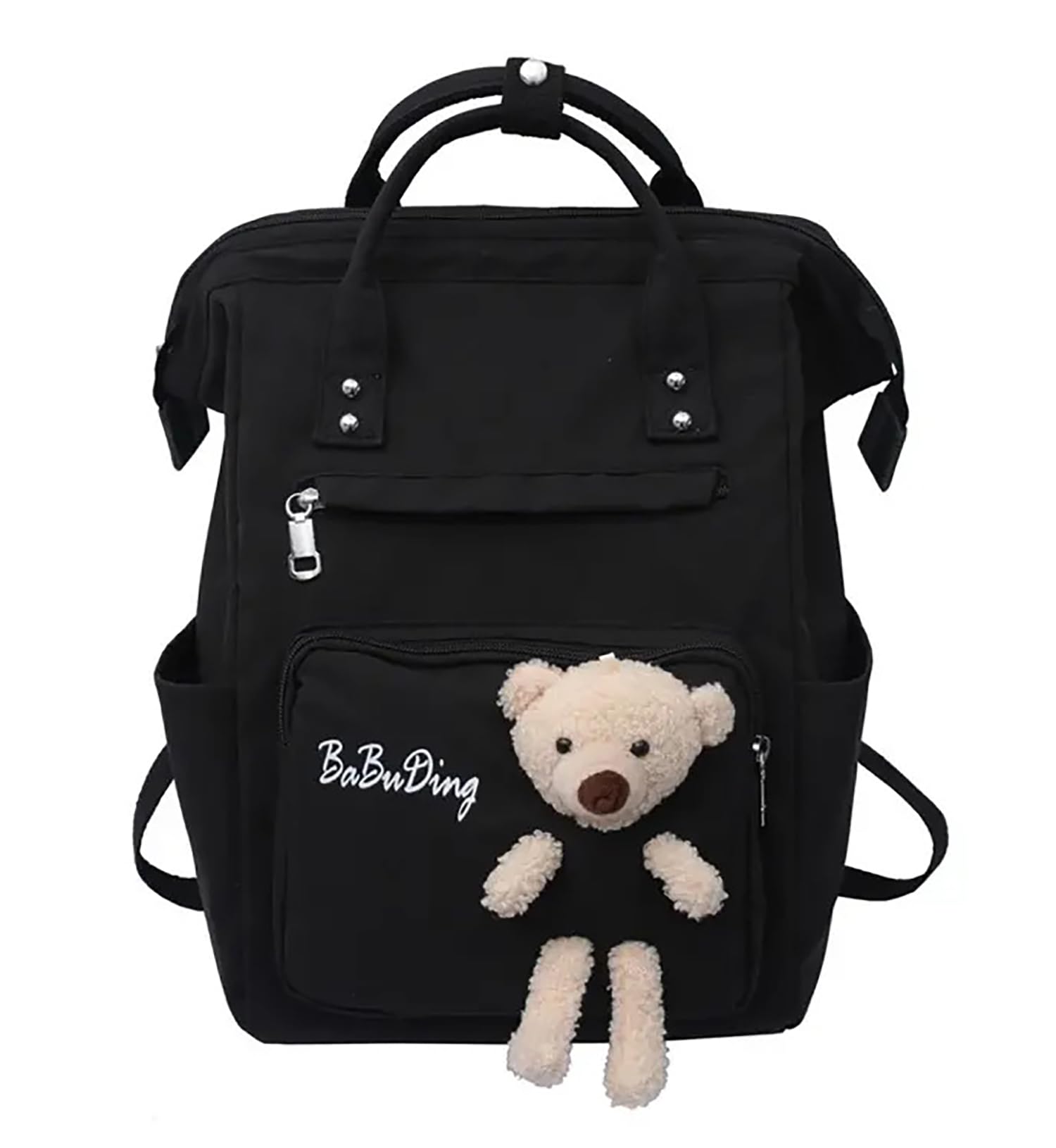 House of Quirk Baby Diaper Bag Maternity Backpack Cut Bear Mom Bag Nylon Stylish Nappy Bags With Multi-Function for Baby Bag (Black).-picture-27