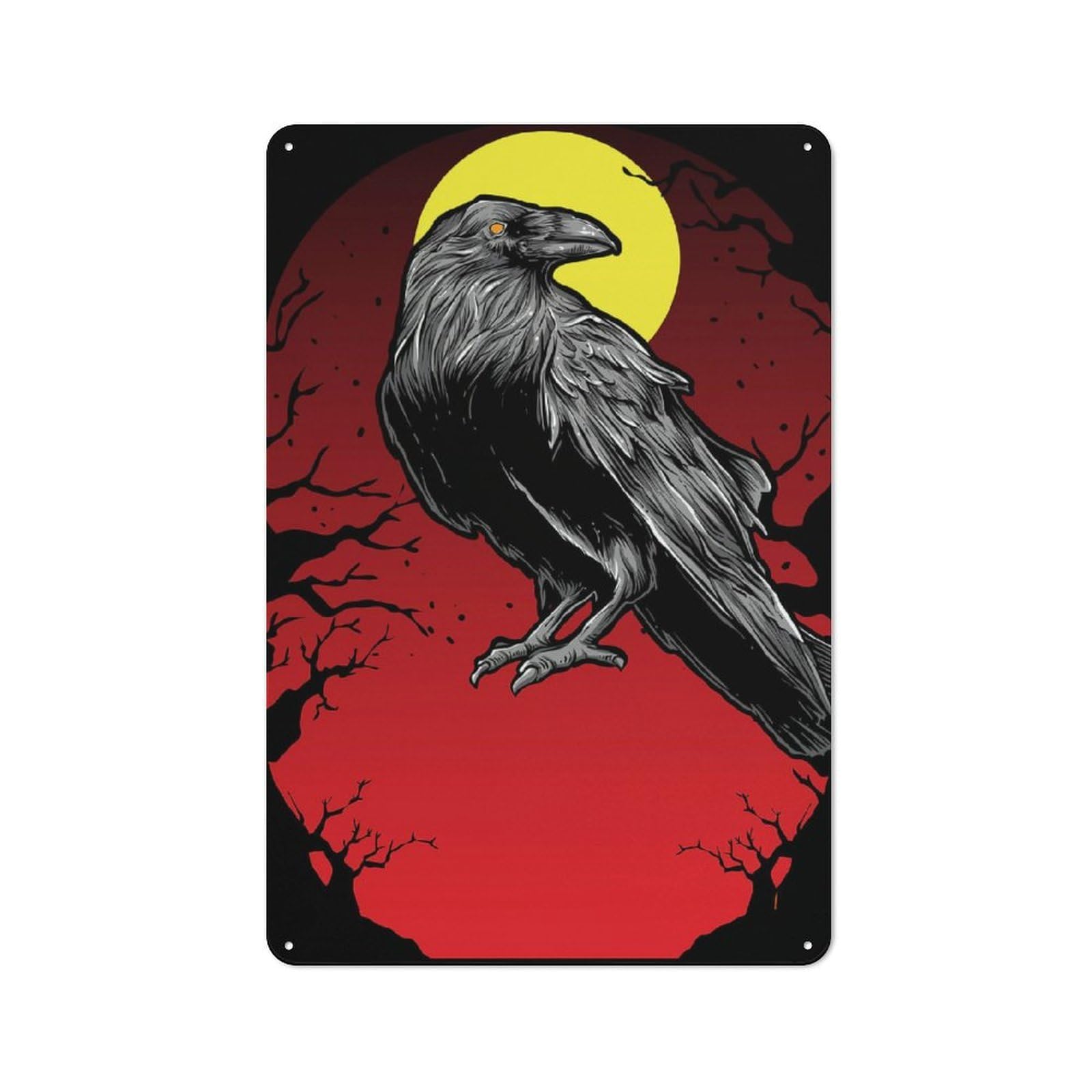 Junmoney Black Crows Moonlight Old Fashioned Retro Metal Sign 30X20cm Featuring Vintage Wall Decor For Kitchen, Hallway, Bar Or Small Cafe