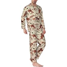 Western Cowboy for Mens Pajamas Set, Soft Long Sleeve Pajamas for Lightweight Button
