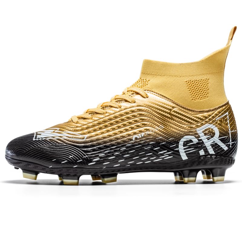 Soccer Cleats, High Top Athletic Shoes, Professional Training Spikes, Pink, Non-Slip Rubber Sole