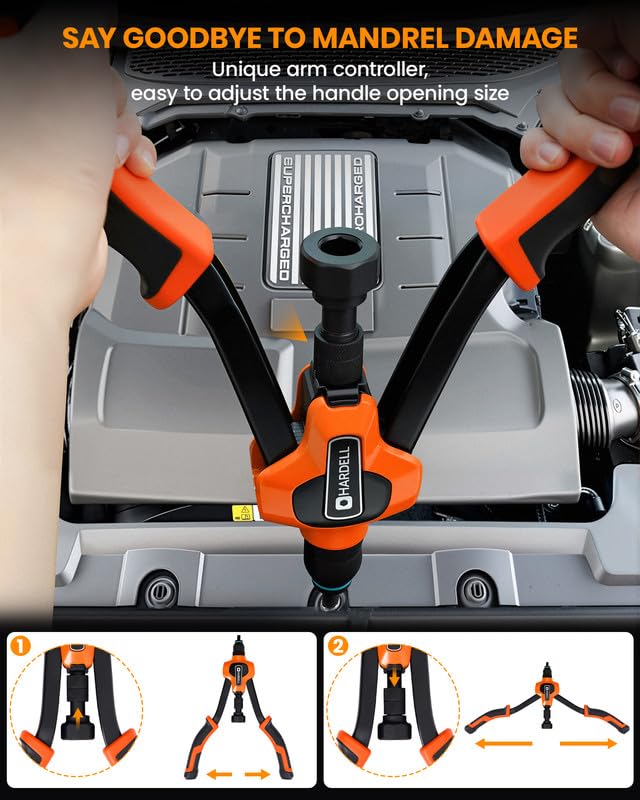 Image showing hands adjusting the handle opening size of the rivet nut tool