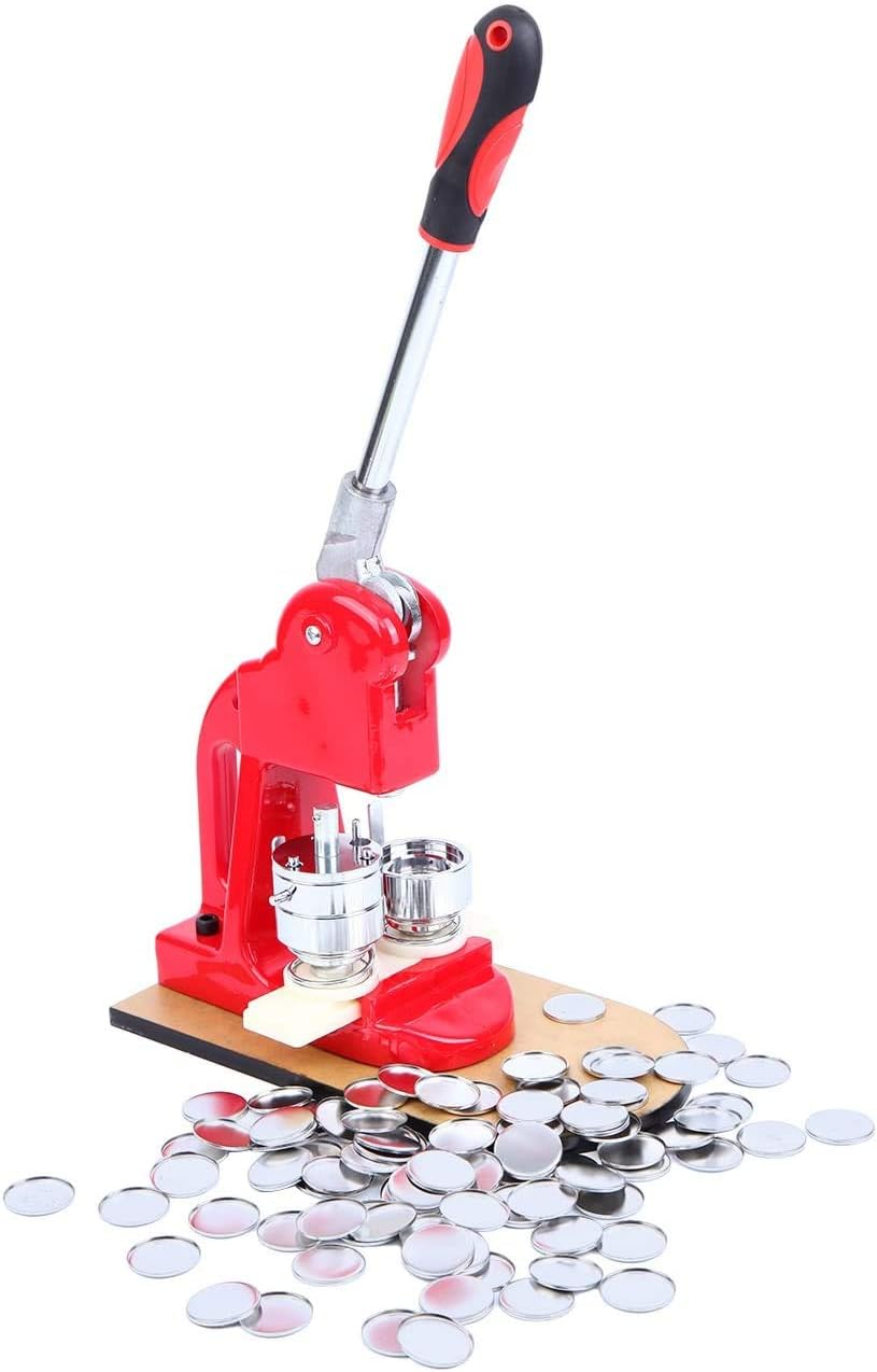 RANZIX Micro Button Machine with 500 Accessories & Circle Cutter - Interchangeable Stamp in Size 32 mm Buttonmaker Machine Badge Press Machine