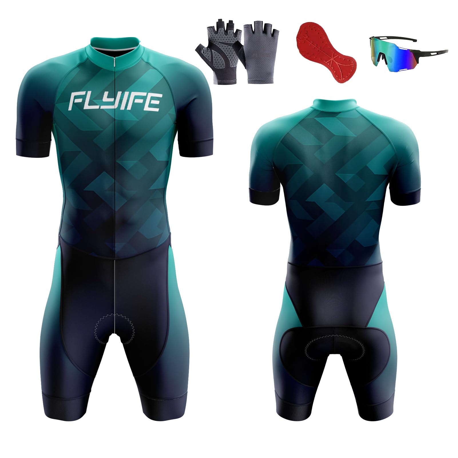 Triathlon Tri Costume, Cyclisme for Hommes Skinsuit Triathlon Speedsuit Cuissard–Trisuit léger Courtes Manches pour Duathlon,Natation,Cyclisme,Course de vélo,vêtements de Cycliste