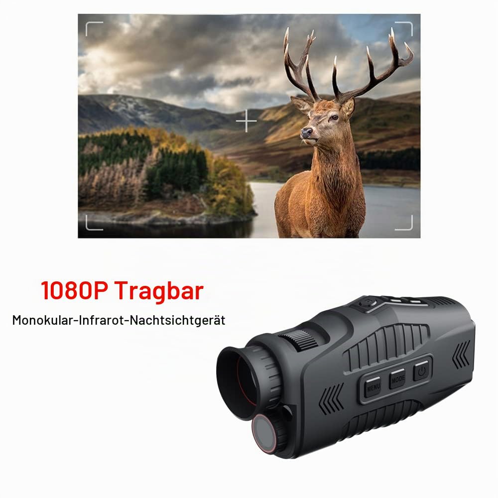 1080P Portable Monocular Night-Visions Device Day Night Use Photo Video Taking 5X Digital Zoom 300M Full Dark Viewing Distance for Outdoor Hunt Boating Journey