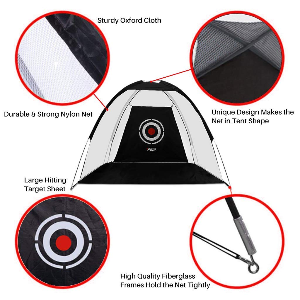 PGM Golfnetz für Hinterhof, Golfübungsnetz, 3x2x1.8 m, für Schwungschlag, Chipping mit Zielscheibe, Indoor/Outdoor/Garage/Auffahrt, Golf-Geschenk