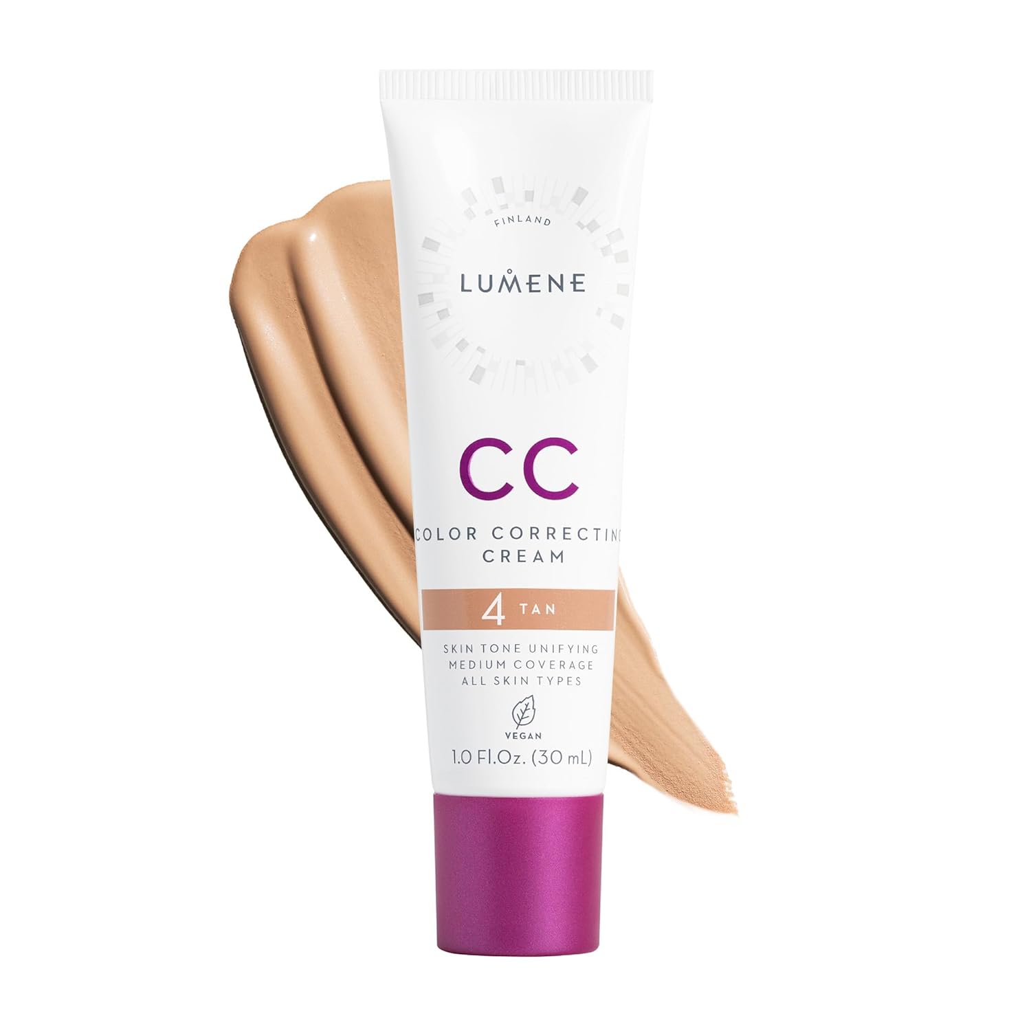 Lumene Color Correcting CC Cream – Lightweight Foundation – Medium Coverage – Redness Reducing Face Makeup for a Glowing Complexion – Vegan Formula + Suitable for All Skin Types – Tan (1 fl oz)