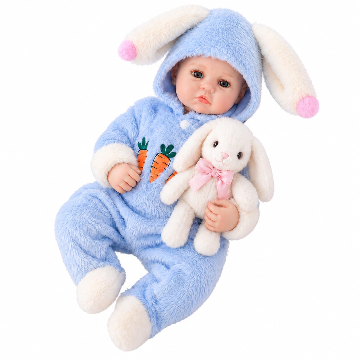 18 Inch Realistic Reborn Baby Doll with 2 Outfits, Vinyl Limbs & Cloth Body