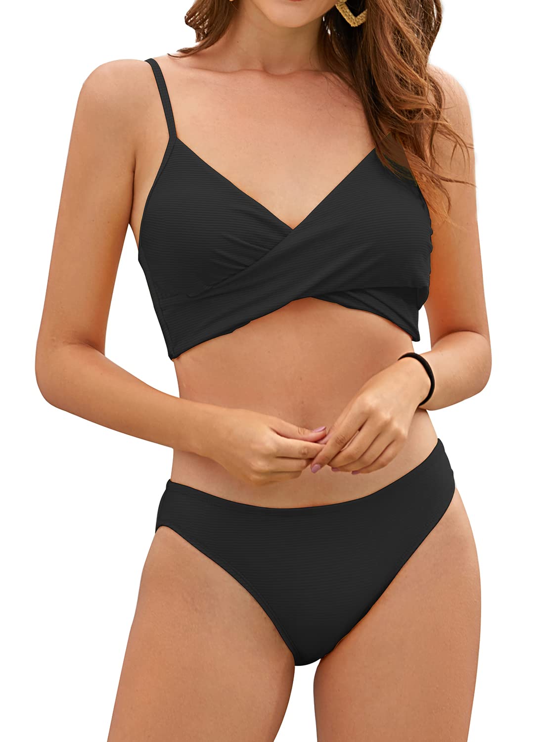 SHEKINI Damen Bikini Set Ties-up Rückenfrei Triangel Bikinioberteil Triangel Bikinihose Bademode Zweiteiliger Badeanzug