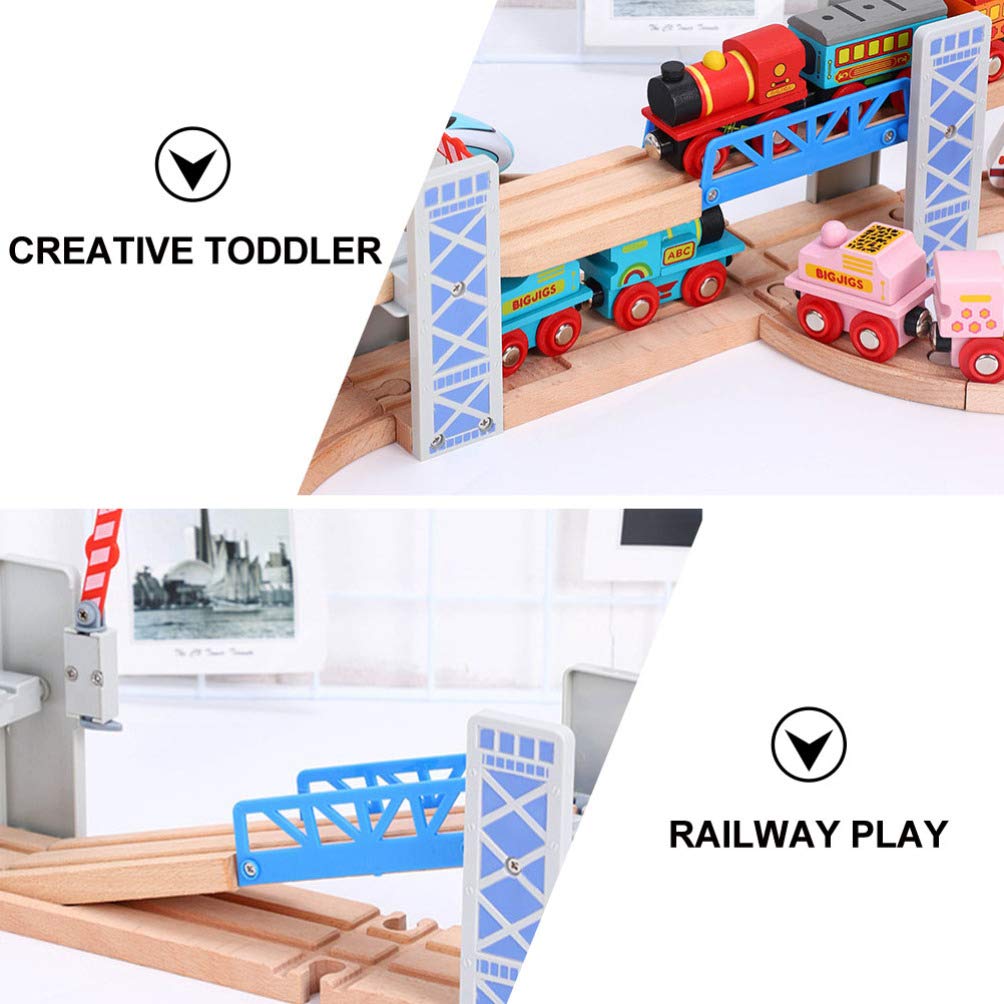 CIYODO Puente Levadizo De Madera Para Vías De Tren, Compatible Con Trenes Clásicos, Medidas 36.5 X 20 Cm, Color Rojo