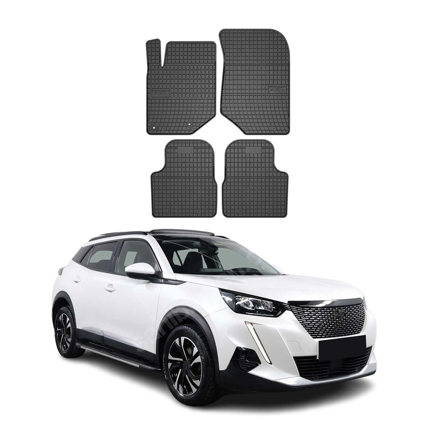 OMAC Alfombrillas de Goma Compatibles con Peugeot 2008 2019-2026 Alfombrillas de Coche Goma Negro 4tlg