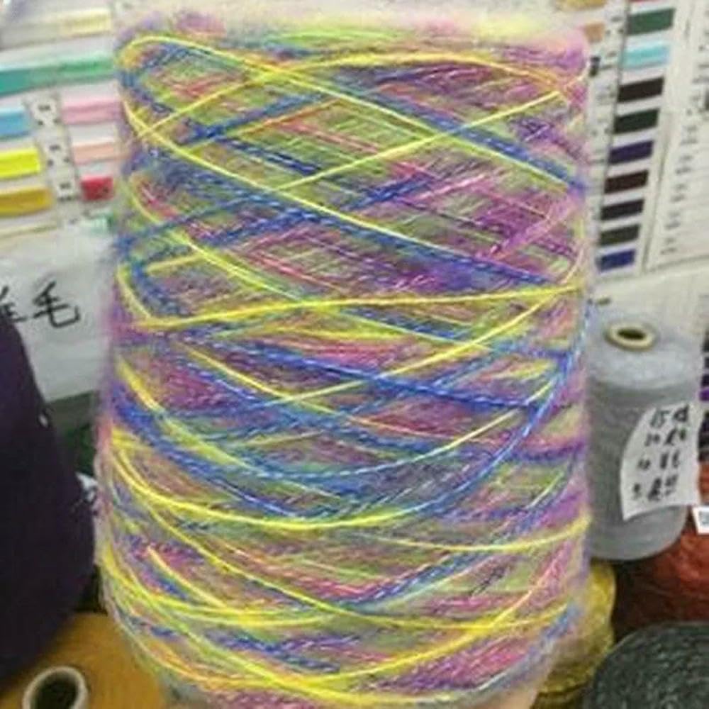 Filato di Mohair Tinto a segmenti da 500 g, Filato di Lana per Neonati Delicato sulla Pelle, per lavori a Maglia Fai da Te, Scialle, Maglioni, Filato Arcobaleno gonfio.