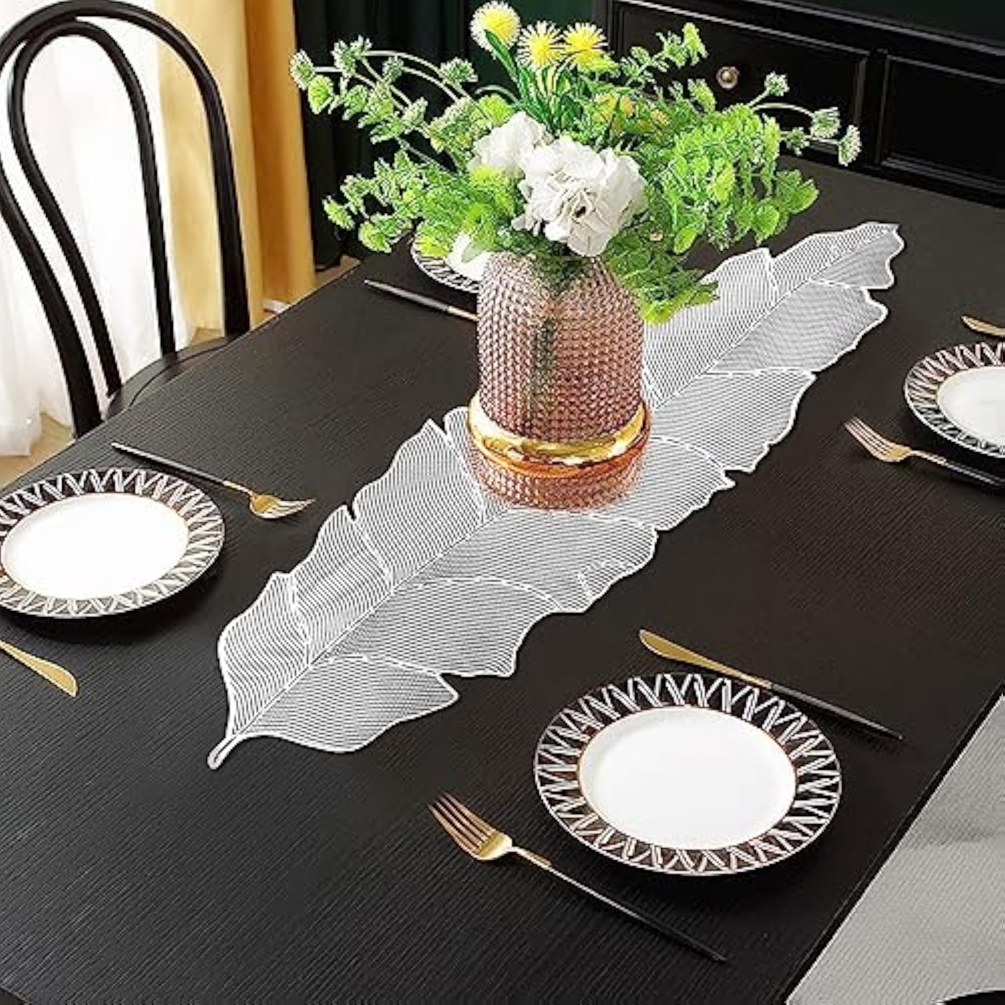 Leaf Shape Design Soft PVC Table Runner