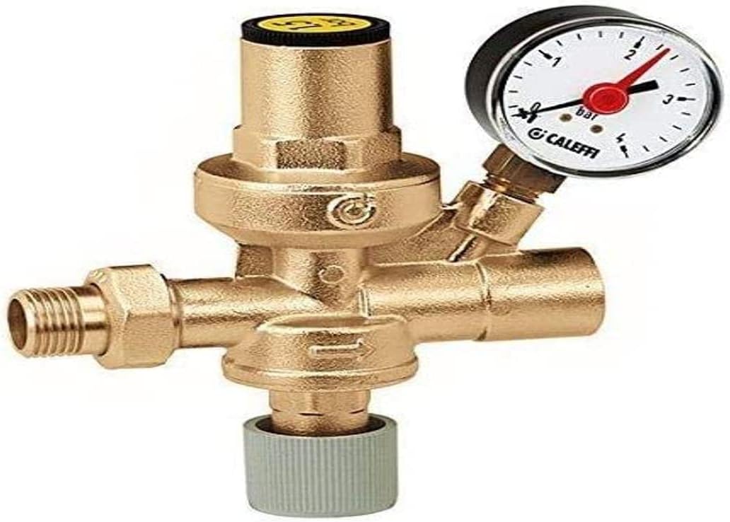 Caleffi 553140 Automatic Filling Fitting 1/2 Inch Calcification Insensitive Internal Preset with Pressure Gauge