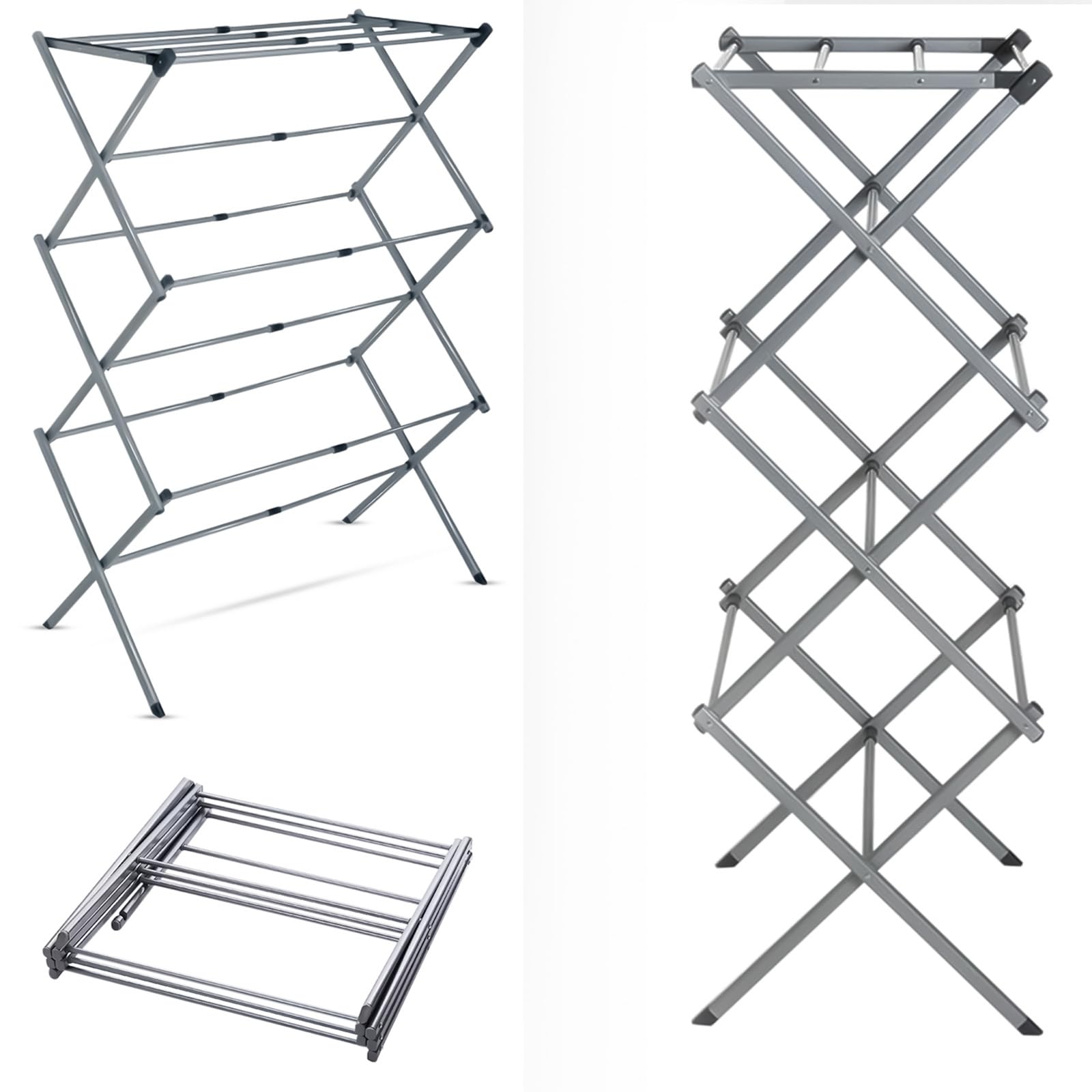 3 Tier Indoor Outdoor Clothes Airer - Folding Extendable Clothes Horse, Laundry Rack Clothes Drying Rack