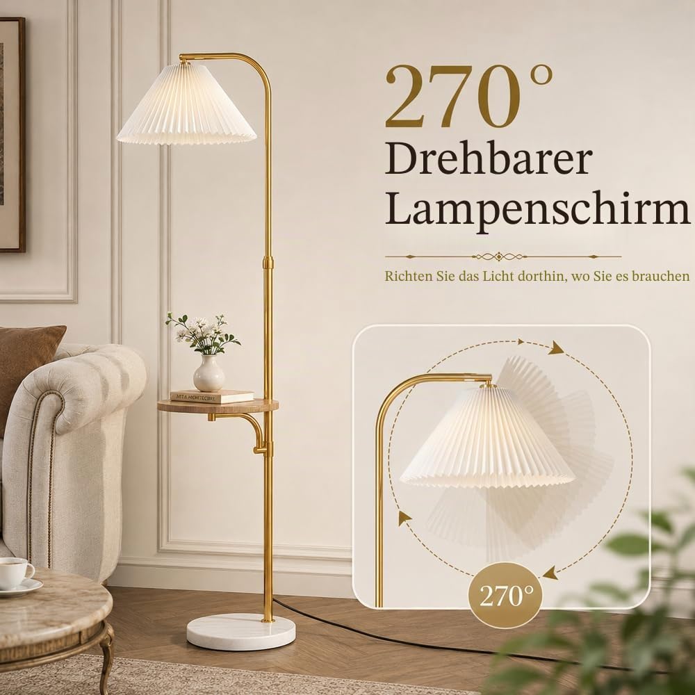 Stehlampe mit Tisch-Faltenschirm, vertikale Lampe, multifunktionale Stehlampen mit Trennwand, verstellbarer Kopf, Steh-Stehleuchten, Sofa-Eck-Leselampen, hohe Lampen für Schlafzimmer Wohnzimme