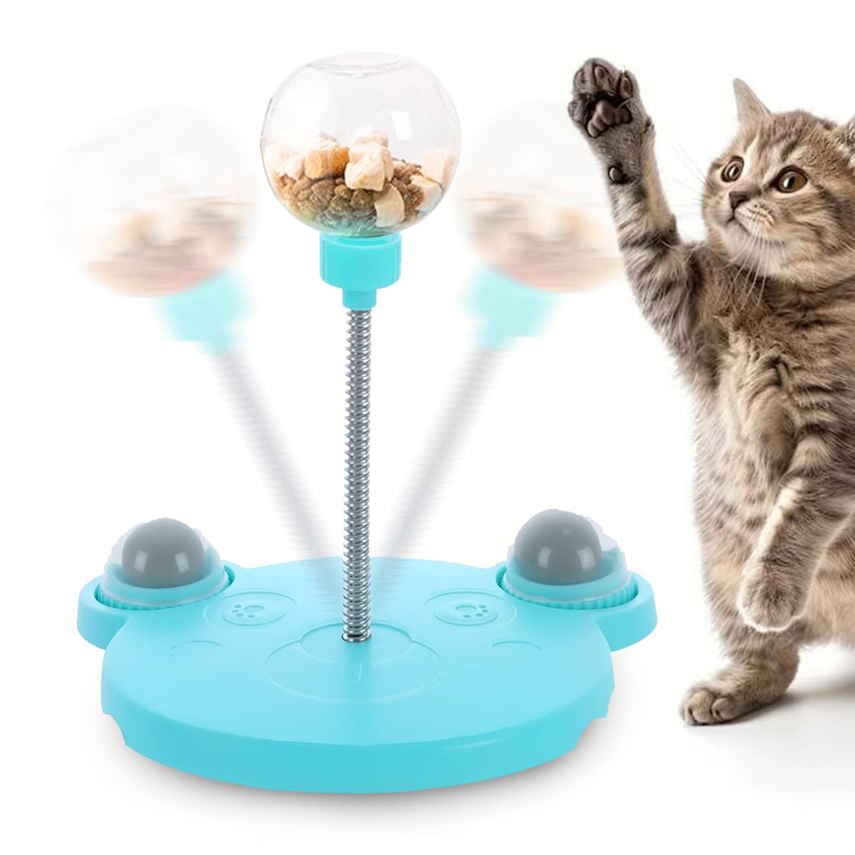 hoehew Cat Treat Dispenser, 2025 New Treat Dispensing Dog Toys, Interactive Pet Toy, Multifunctional Slow Feeder Leaking Treats Ball Pet Feeder Toy