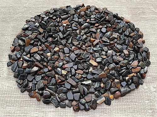 Image of GAF TREASURES 2 oz Lot Natural Blue Tiger Eye Semi Tumbled Gemstone Chips, Crushed Mini Crystals, Undrilled Crystal Chips (Blue Tiger Eye)
