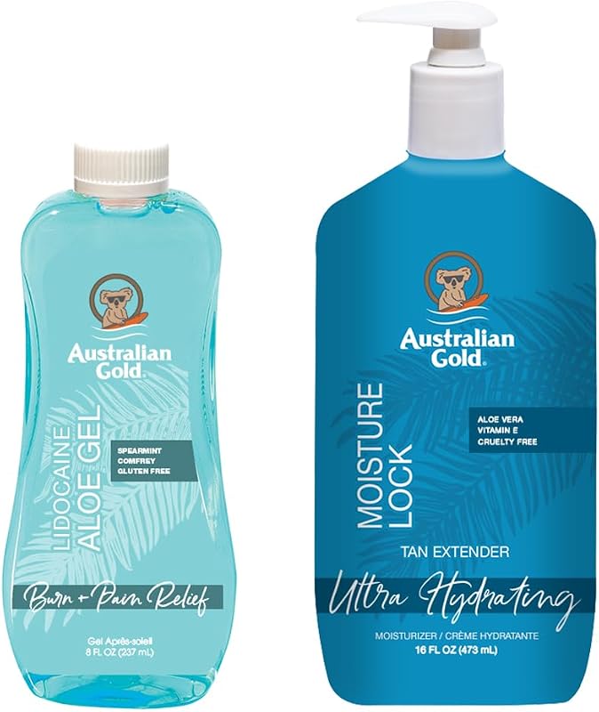 Australian Gold Conjunto com loção pós-sol e gel de aloe vera