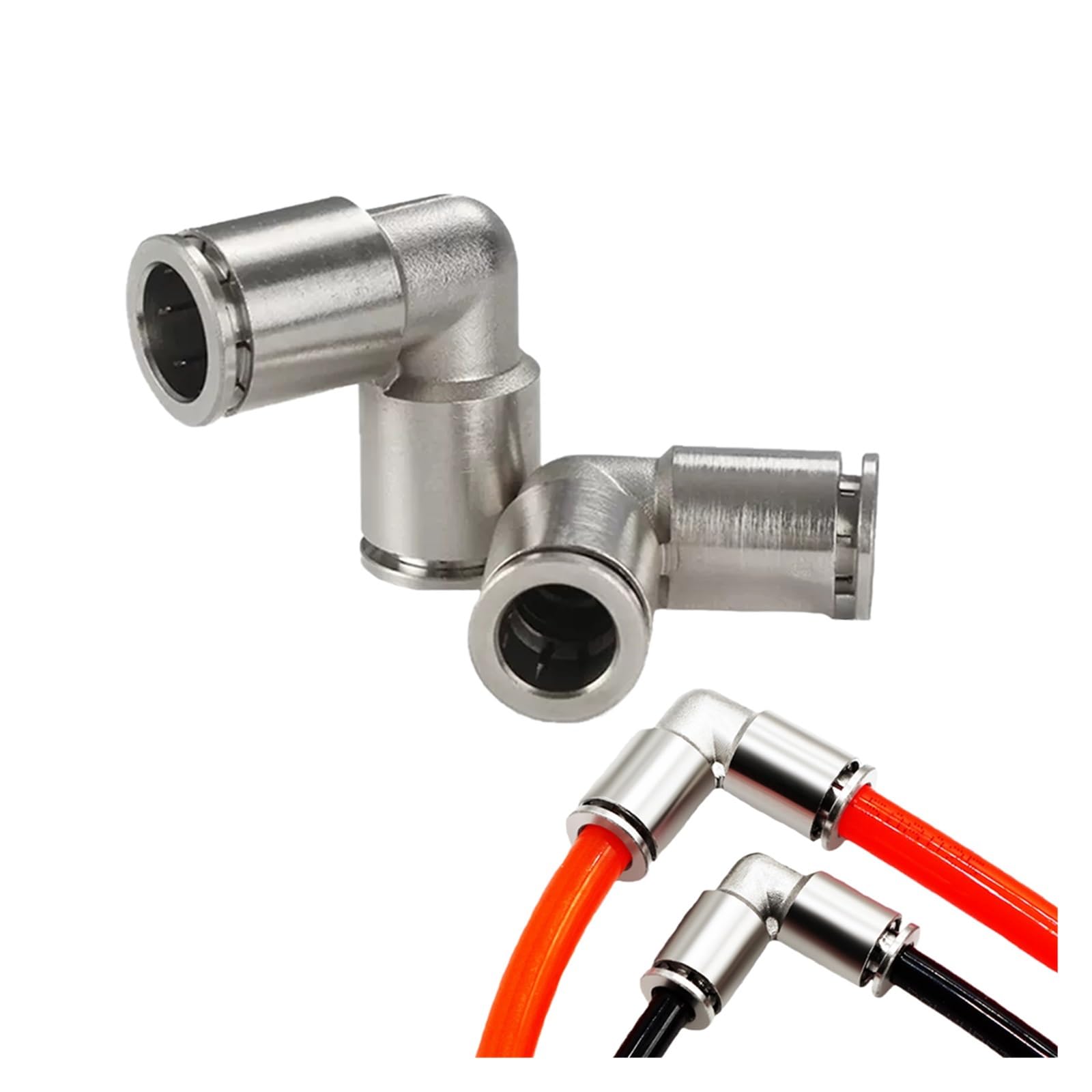 racores rápidos para conductos de aire, Conector rápido neumático de latón niquelado de 4 a 16 mm (paquete de 4)(Pv-4)