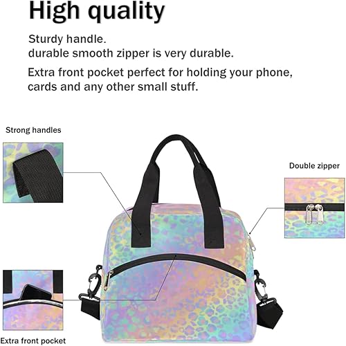 Miniatura 5 de Lonchera con estampado de leopardo, bolsa aisladaenfriadora para mujeres, hombres, niñas, niños, con estampado de guepardo, con correa ajustable