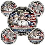 JXGTGLLZLY Women Veterans Day Commemorative Coin, Veteran Challenge Coin Honoring Women Who Served Service, Sacrifice, and Courage Collectible (5Pcs)