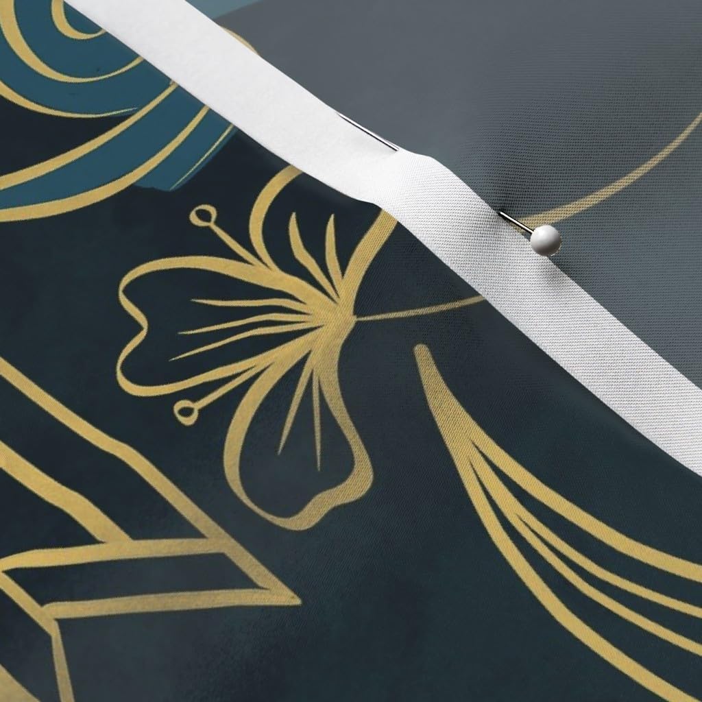 Spoonflower Fabric - 1920S Mermaid Fantasy Moon Magical Elegant Feminine Mysterious Moody Printed on Satin Fabric by The Yard - Sewing Lining Apparel Fashion Blankets Decor