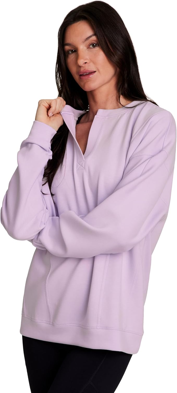 RBX Transitional Sweatshirt for Women, Luxe Athleisure Sweatshirt Ultra Lightweight Long Sleeve Super Soft Pullover