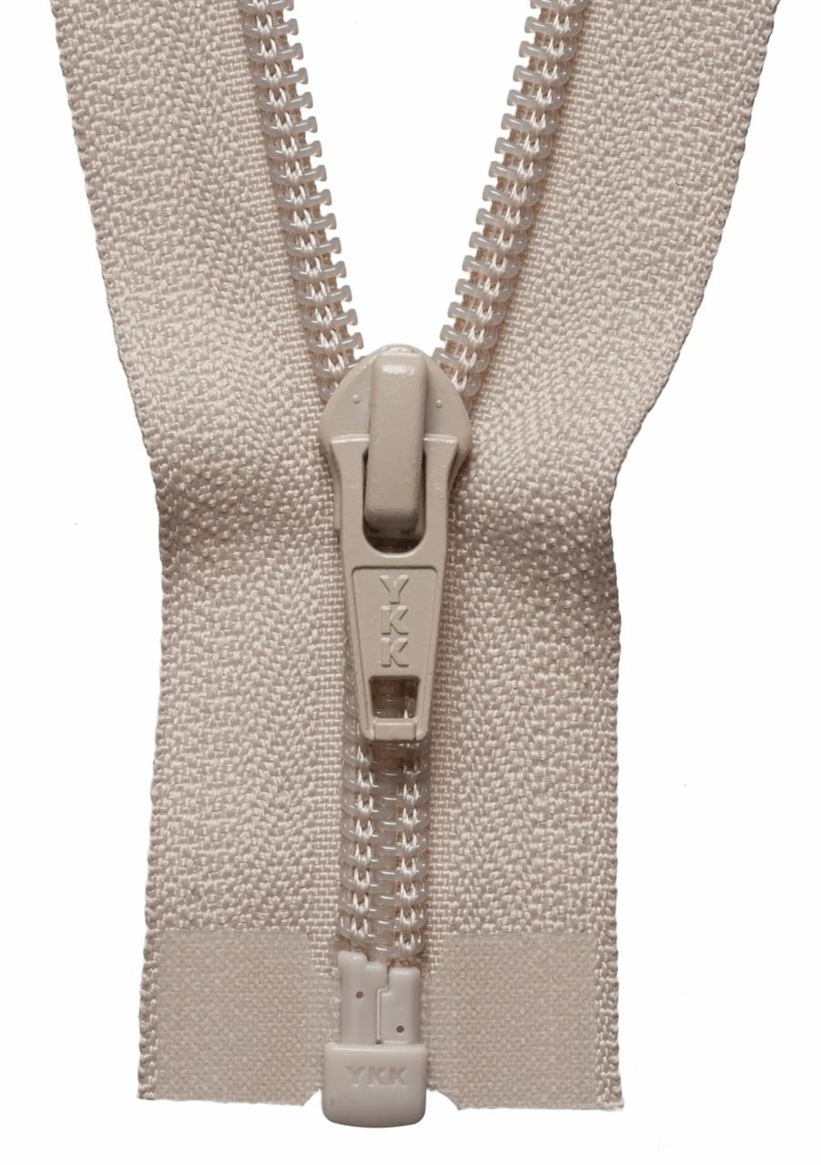 22"/ 56cm YKK Nylon Open End Zip: Beige