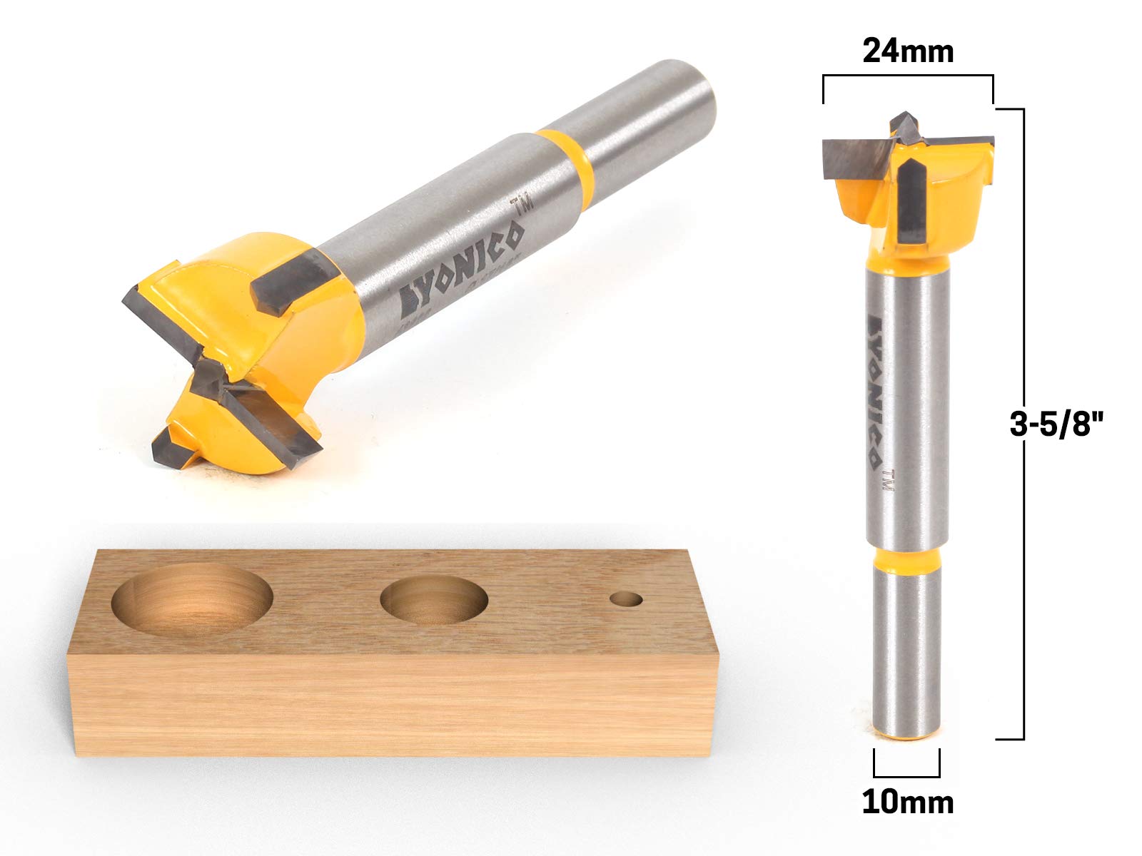 Yonico 43026C 24mm Diameter Carbide Forstner Drill Bit 10mm Shank, 24 mm Diameter - Image 2