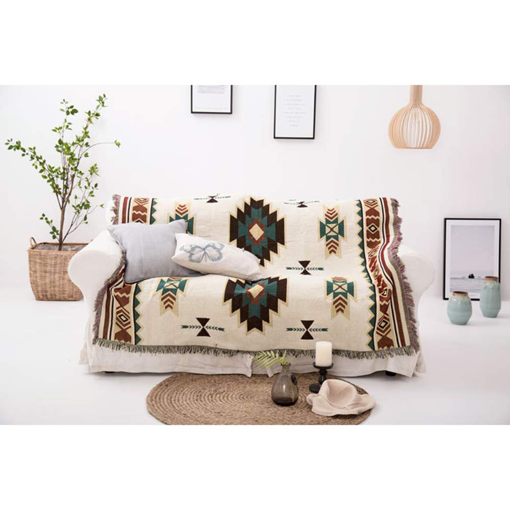 HOORDRY Manta reversible Sucre de 180 x 230 cm, de algodón, beige, ideal para sofá, alfombra, sillones, colchas, manteles