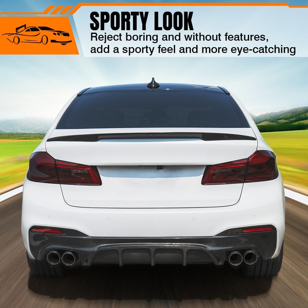 Trunk Spoiler Compatible with 2015-2023 Ford Mustang Coupe & Convertible, ABS Gloss Black MD Style Rear Trunk Tail Lid Racing Spoiler Wing