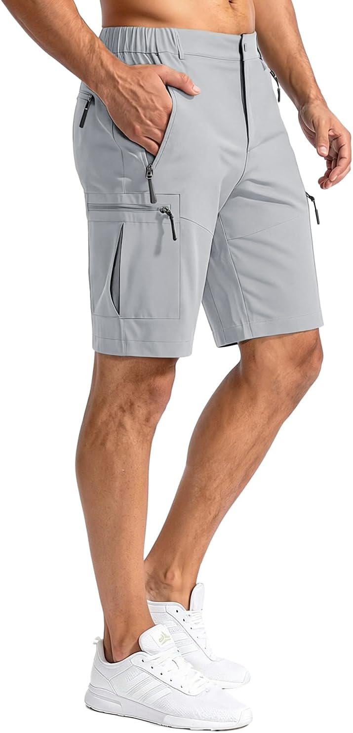 HUNGSON Men's Hiking Lightweight Outdoor Quick Dry Breathable Shorts Travel Golf Camping Casual with 5 Zipper Pockets