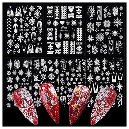 7 Fogli Adesivi Nail Art Adesivi per Unghie Natale Autoadesivo