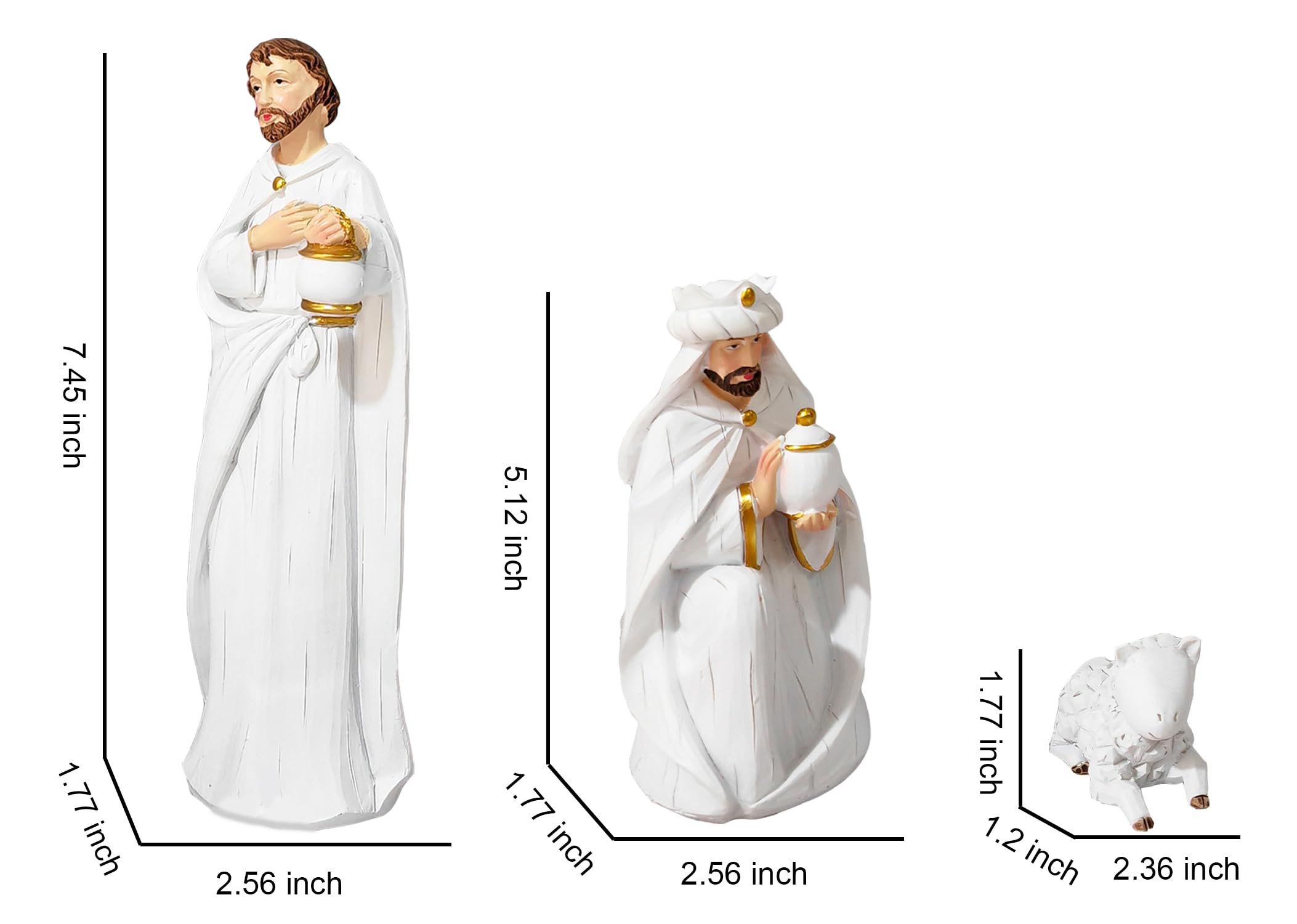 Juegos de belén para interiores de Navidad, estatua de belén, figuras de Navidad blancas y doradas, decoración para decoración religiosa de mesa, juego de 9