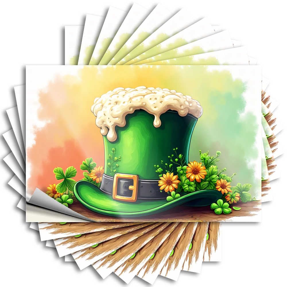 Cool Room Decorations Door Saying - St. Patrick's Day Hat with Beer Foam and Flowers Book Durable Sticker Easy Apply for Comfort Decor(6X9CM)