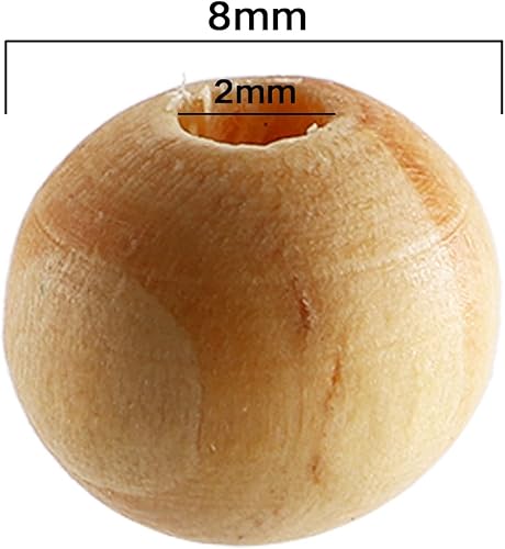 Miniatura 2 de Foraineam 1000 cuentas de madera natural, cuentas redondas pulidas sueltas de 0.315 pulgadas (0.315 in), para manualidades, manualidades, pulseras