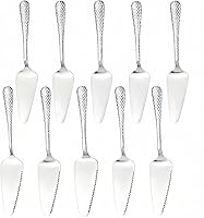Ymeibe Hammered Stainless Steel Cake Servers Pack of 10 Serrated Edge Pie Pizza Spatulas Dishwasher Safe Silver