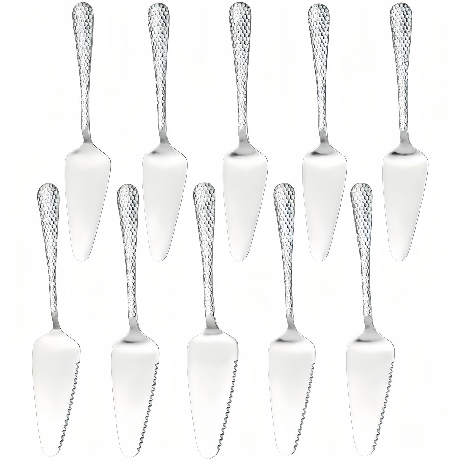 Gold Cake Servers - 10 Pack | Serrated & Hammered -11 Gold Cake Servers - 10 Pack | Serrated & Hammered -11