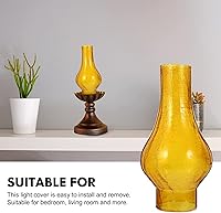 Vista 6 de BAUBUY Lámpara de aceite de repuesto para chimenea de vidrio retro de queroseno, pantalla de lámpara de cristal ámbar con parte superior